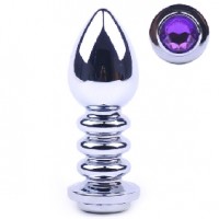 Anal Plug Metallic with Purple Jewel